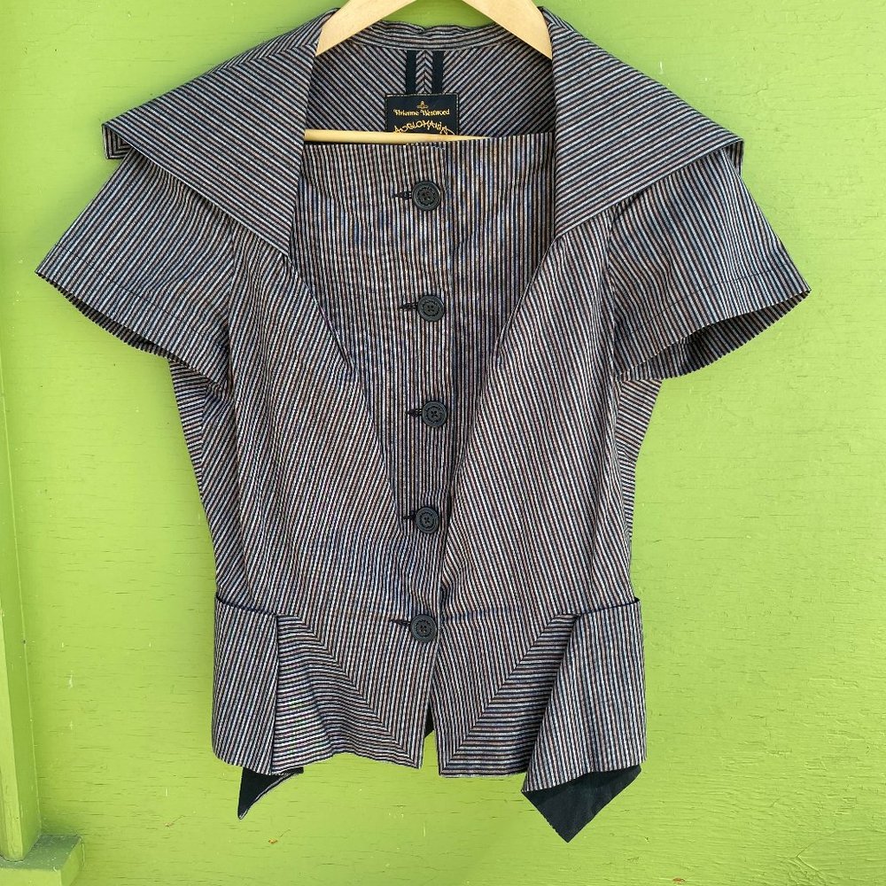 Vintage 90s Vivienne Westwood Anglomania Striped Asymmetrical Top Size 42/Med